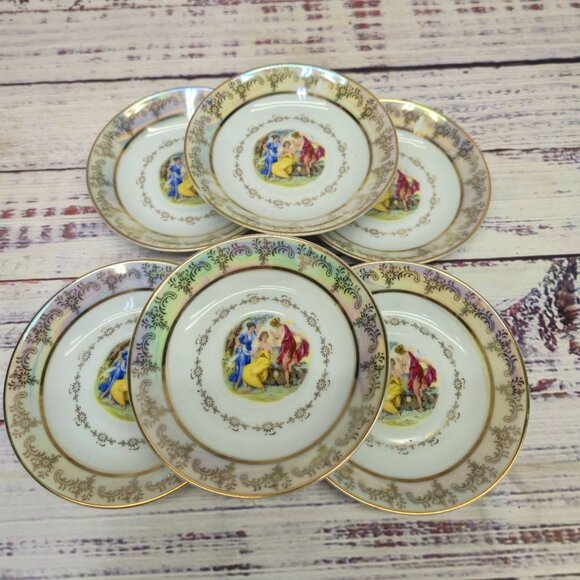 Vintage iridescent Luster ware Porcelain Berry bowls "TheThree Graces" Madonna - Picture 1 of 11